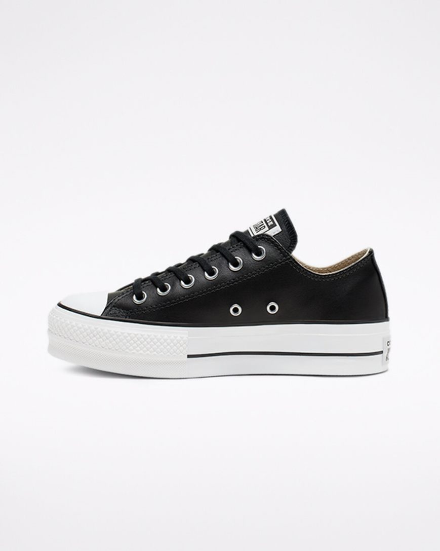 Women's Converse Chuck Taylor All Star Lift Leather Low Top Platform Shoes Black / White | AU E9351G